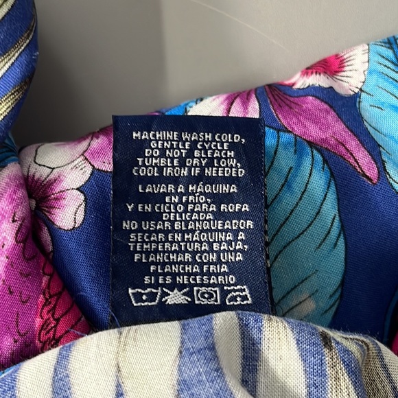 Basic Editions Hawaiian tropical multi floral print button down shirt size XXL - Picture 7 of 7